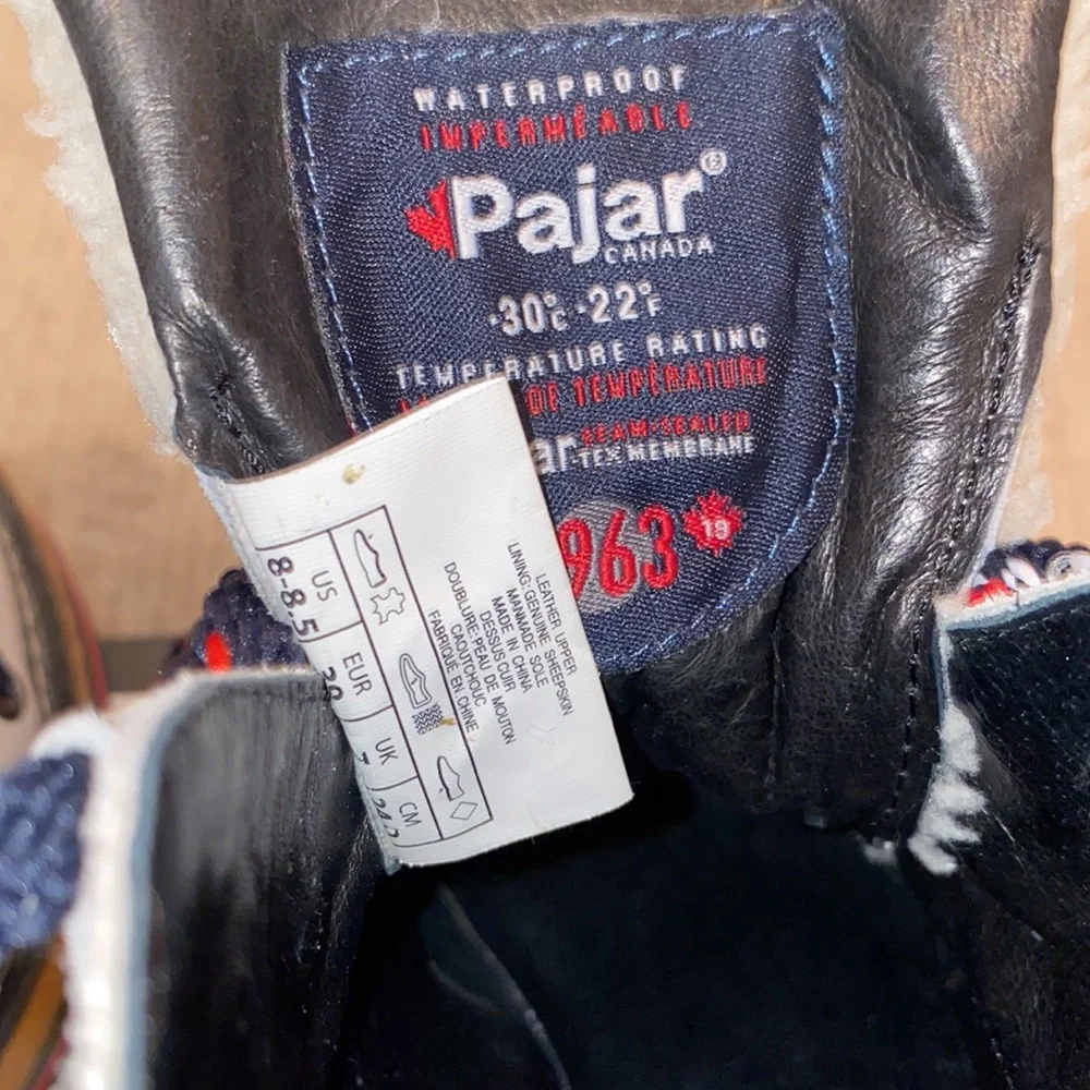 PAJAR Women’s Tristine Genuine Shearling Ankle Waterproof Boots Size 8-8.5 - Picture 7 of 10